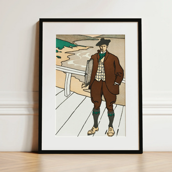 Man Smoking a Pipe - Edward Penfield Art Print / Canvas, 12x16’’ / 31x41cm / Black Frame / Matboard, Posters Prints & Visual Artwork, Toby