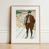 Man Smoking a Pipe - Edward Penfield Art Print / Canvas, 12x16’’ / 31x41cm / Natural Frame / Matboard, Posters Prints & Visual Artwork,
