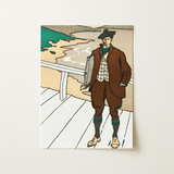 Man Smoking a Pipe - Edward Penfield Art Print / Canvas, 12x16’’ / 31x41cm / Unframed / no Border, Posters Prints & Visual Artwork, Toby