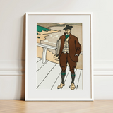 Man Smoking a Pipe - Edward Penfield Art Print / Canvas, 12x16’’ / 31x41cm / White Frame / Matboard, Posters Prints & Visual Artwork, Toby