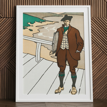 Man Smoking a Pipe - Edward Penfield Art Print / Canvas, 24x32’’ / 61x81cm / White Frame / Matboard, Posters Prints & Visual Artwork, Toby