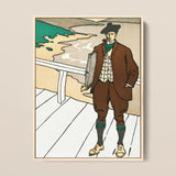 Man Smoking a Pipe - Edward Penfield Art Print / Canvas Vintage-style Illustrated Brown Suit Green Accents, Flat Color, Penfield’s, Studied