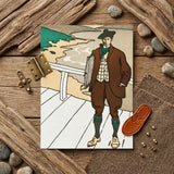 Man Smoking a Pipe - Edward Penfield Art Print / Canvas Vintage-style Illustrated Postcard Brown Attire Green Accents, Flat Color,