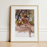 Man and Trees - John Singer Sargent Art Print / Canvas, 12x16’’ / 31x41cm / Black Frame / Matboard, Posters Prints & Visual Artwork, Toby