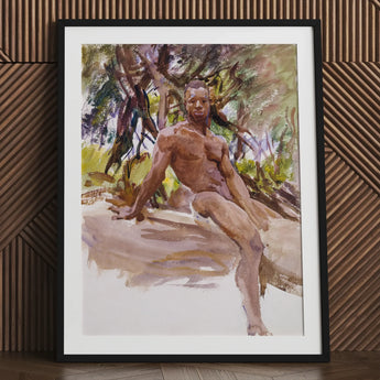 Man and Trees - John Singer Sargent Art Print / Canvas Framed Watercolor Painting Muscular Outdoors Rendered Earthy, Nude, Prints