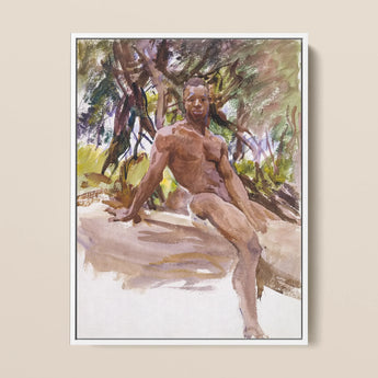 Man and Trees - John Singer Sargent Art Print / Canvas Framed Watercolor Painting Muscular Outdoors Rendered Earthy, Nude, Prints