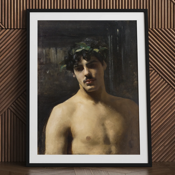 Man Wearing Laurels - John Singer Sargent Kunstdruck / Leinwand, 24x32’’ / 61x81cm / Schwarzer Rahmen / Passepartout, Poster Drucke & visuelle Kunstwerke,