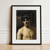 Man Wearing Laurels - John Singer Sargent Art Print / Canvas, 12x16’’ / 31x41cm / Black Frame / Matboard, Posters Prints & Visual Artwork,