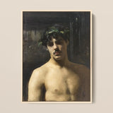 Man Wearing Laurels - John Singer Sargent Art Print / Canvas Framed Classical Oil Painting Young Dark Hair, Sultry Allure Prints