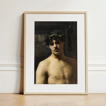 Man Wearing Laurels - John Singer Sargent Art Print / Canvas, 12x16’’ / 31x41cm / Natural Frame / Matboard, Posters Prints & Visual