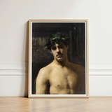 Framed Oil Painting Muscular Man Dark Hair Mustache John Singer Sargent, Art, Sultry Allure