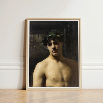 Framed Oil Painting Muscular Man Dark Hair Mustache John Singer Sargent, Art, Sultry Allure