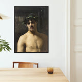 Man Wearing Laurels - John Singer Sargent Art Print / Canvas Framed Painting Shirtless Green Leaves Hair Rendered, Sultry Allure Prints