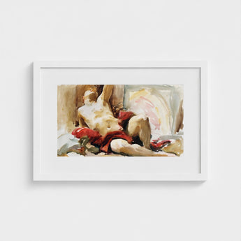Man with Red Drapery - John Singer Sargent Art Print / Canvas, Announces, Post-1900 Watercolor Male Prints