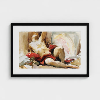 Man with Red Drapery - John Singer Sargent Art Print / Canvas, Announces, Post-1900 Watercolor Male Prints