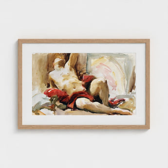 Man with Red Drapery - John Singer Sargent Art Print / Canvas, Announces, Post-1900 Watercolor Male Prints