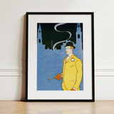Man in Yellow Suit - Edward Penfield Art Print / Canvas, 12x16’’ / 31x41cm / Black Frame / Matboard, Posters Prints & Visual Artwork, Toby