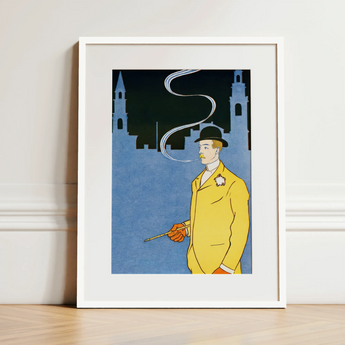 Man in Yellow Suit - Edward Penfield Art Print / Canvas, 12x16’’ / 31x41cm / White Frame / Matboard, Posters Prints & Visual Artwork, Toby