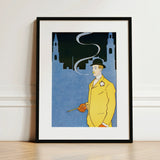 Man in Yellow Suit - Edward Penfield Art Print / Canvas Framed Black Bowler, Penfield’s, Stations, Gilded Age Dandy, Chrome-yellow Jacket