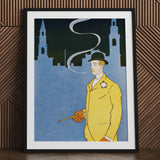 Man in Yellow Suit - Edward Penfield Art Print / Canvas Framed Black Bowler, Penfield’s, Stations, Gilded Age Dandy, Chrome-yellow Jacket