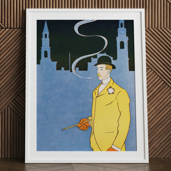 Man in Yellow Suit - Edward Penfield Art Print / Canvas Framed Stylized Illustration, Penfield’s, Stations, Gilded Age Dandy, Chrome-yellow