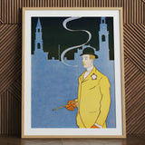 Man in Yellow Suit - Edward Penfield Art Print / Canvas Framed Stylized Illustration, Penfield’s, Stations, Gilded Age Dandy, Chrome-yellow