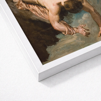 Manlius Hurled from the Rock - William Etty Art Print / Canvas White Framed Classical Painting Muscular Nude Etty’s Dramatic, Marcus