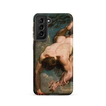 Manlius Hurled from the Rock - William Etty Samsung Case, Galaxy S21 / Matte, Black Smartphone Case Classical Painting Man