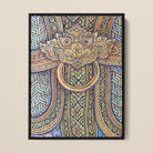 Man’s Best Friend - Royal Thai Mural Framed Canvas, Ornate Door Knocker Intricate Geometric Floral Patterns Gold