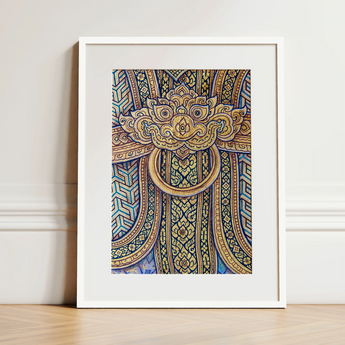 Man’s Best Friend - Traditional Thai Fresco Art Print / Canvas Framed Artwork Ornate Golden Decorative Door Knocker Intricate Thailand’s