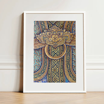 Man’s Best Friend - Traditional Thai Fresco Art Print / Canvas Framed Artwork Ornate Golden Decorative Door Knocker Intricate Thailand’s