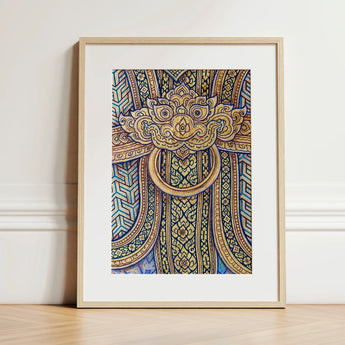 Man’s Best Friend - Traditional Thai Fresco Art Print / Canvas Framed Artwork Ornate Golden Door Knocker Design Intricate Thailand’s