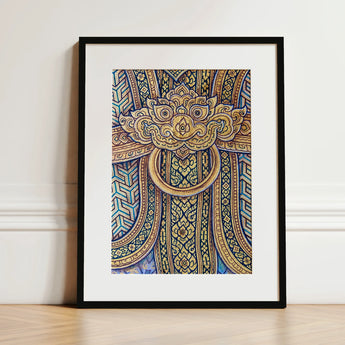 Man’s Best Friend - Traditional Thai Fresco Art Print / Canvas Framed Artwork Ornate Golden Door Knocker Design Intricate Thailand’s