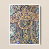 Man’s Best Friend - Traditional Thai Fresco Art Print / Canvas Framed Artwork Ornate Golden Lion-head Door Knocker Intricate Thailand’s