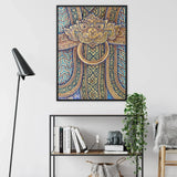 Man’s Best Friend - Traditional Thai Fresco Art Print / Canvas Vibrant Intricately Patterned Framed Artwork Golden Ornate Design Thailand’s
