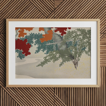 Maple - Kamisaka Sekka japanischer Herbstkunst-Print / Leinwand, 30x20’’ / 76x51cm / Naturrahmen / Passepartout, Poster, Drucke & visuelle Kunstwerke,