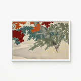 Framed Artwork Stylized Autumn Trees Vibrant Red Orange Kamisaka Sekka Japanese, Maple Leaves Burn, Art Print