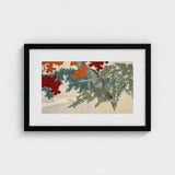 Maple - Kamisaka Sekka Japanese Autumn Art Print / Canvas Black-framed Stylized Trees Vibrant Red Teal, Leaves Burn, Prints
