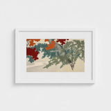 Maple - Kamisaka Sekka Japanese Autumn Art Print / Canvas Framed Artwork Stylized Tree Vibrant Red Teal Foliage, Leaves Burn, Prints