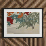 Maple - Kamisaka Sekka Japanese Autumn Art Print / Canvas Black Framed Abstract Tree White Colorful, Leaves Burn, Prints