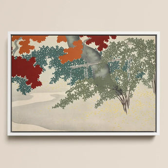 Maple - Kamisaka Sekka Japanese Autumn Art Print / Canvas Framed Artwork Stylized Landscape Autumnal Trees Shades Orange Kamisaka Sekka