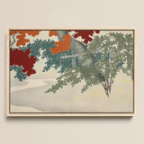 Maple - Kamisaka Sekka Japanese Autumn Art Print / Canvas Framed Artwork Stylized Trees Vibrant Orange Deep Red Kamisaka Sekka Japanese,
