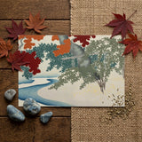 Maple - Kamisaka Sekka Japanese Autumn Art Print / Canvas Rectangular Postcard Stylized Autumn Landscape Trees Shades Red Kamisaka Sekka