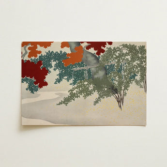 Maple - Kamisaka Sekka Japanese Autumn Art Print / Canvas Rectangular Canvas Print Stylized Trees Vibrant Red Orange Kamisaka Sekka