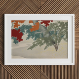 Maple - Kamisaka Sekka Japanese Autumn Art Print / Canvas White Framed Abstract Tree Art Print Colorful Leaves Kamisaka Sekka Japanese,