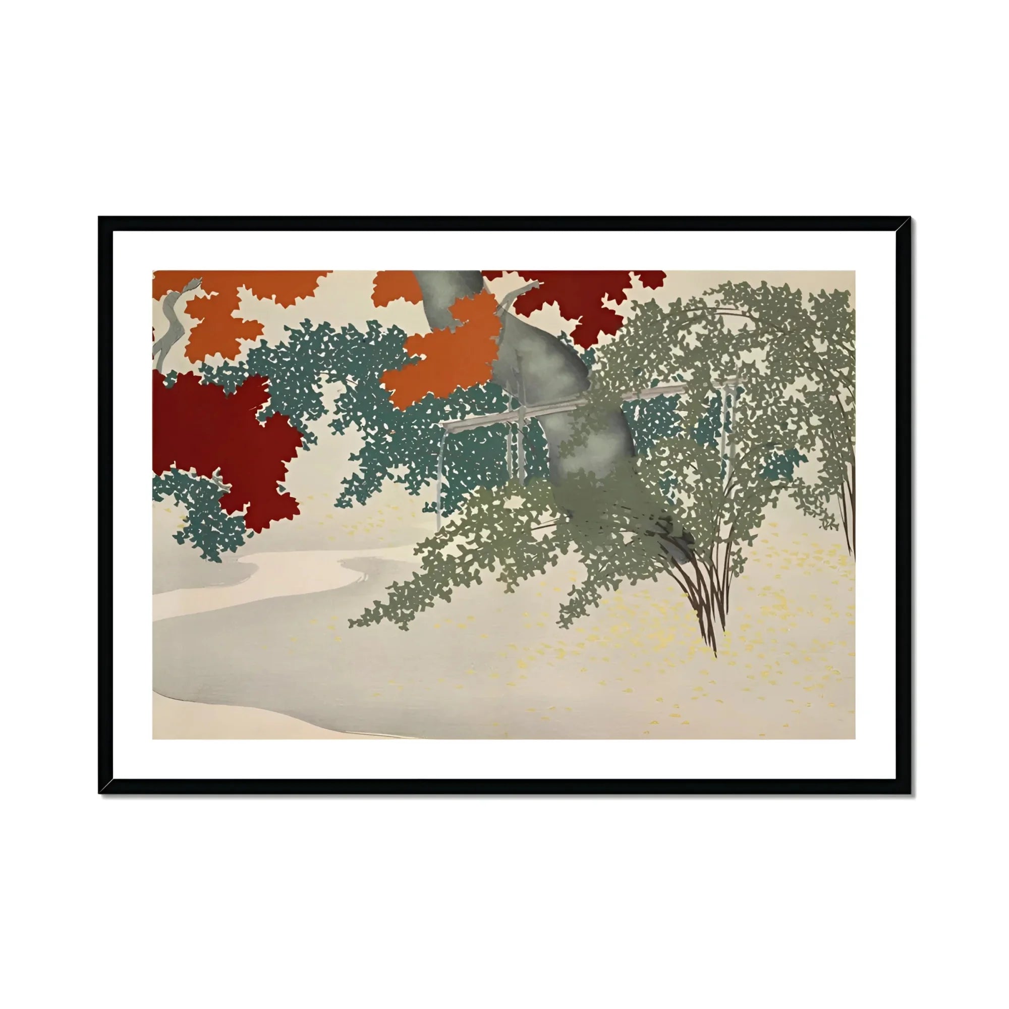 Maple - Kamisaka Sekka Japanese Autumn Art Print, Framed Landscape Painting