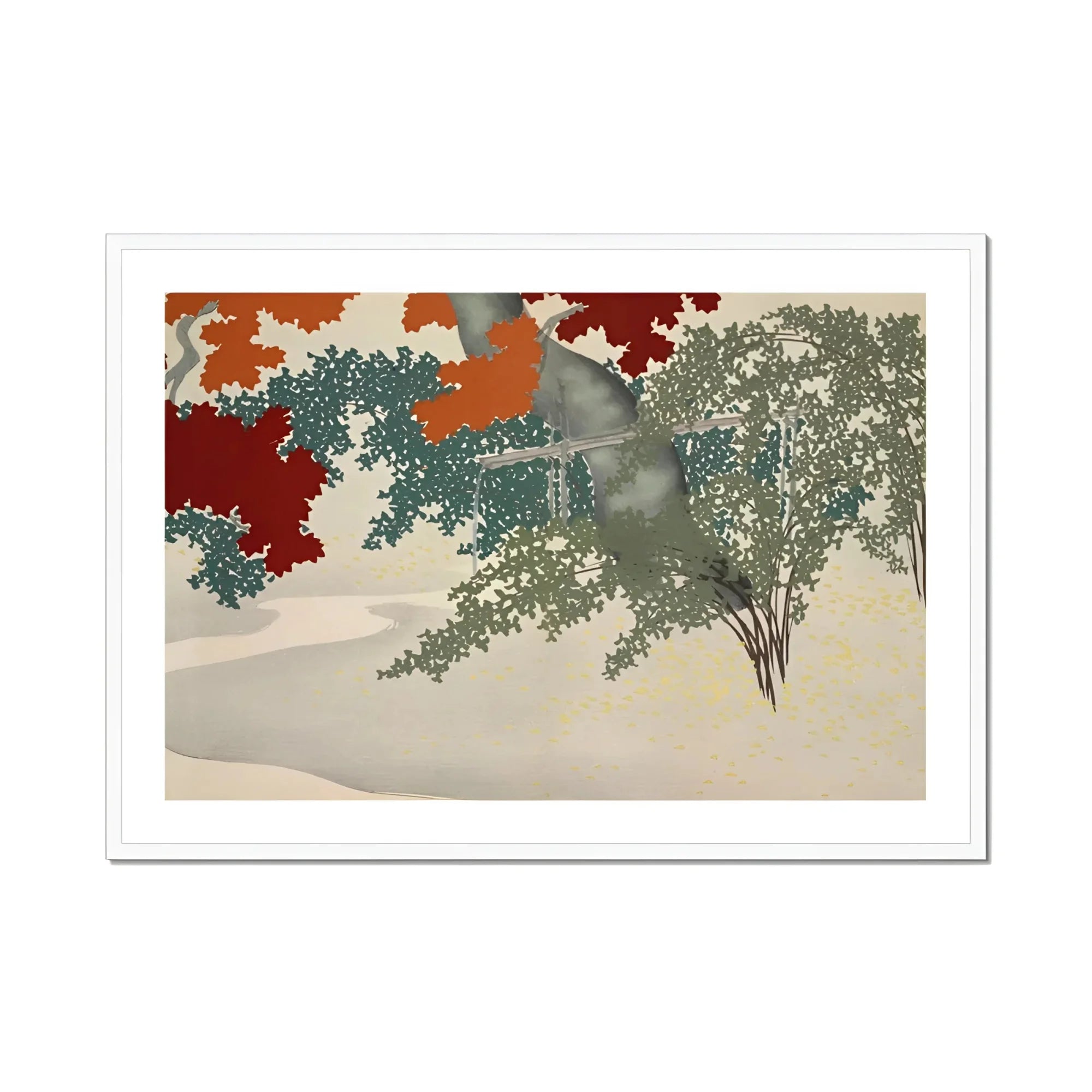 Maple - Kamisaka Sekka Japanese Autumn Art Print, Framed Landscape Painting