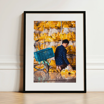 Marigolden - Bkk Flower Market Marigolds Art Print / Canvas Black-framed Art Print Vibrant Street Scene Yellow Packaged Pak Khlong Talat’s,