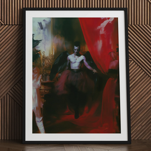 Marius - Gay African American Vampire Art Print / Canvas, 24x32’’ / 61x81cm / Black Frame / Matboard, Posters Prints & Visual Artwork, Toby