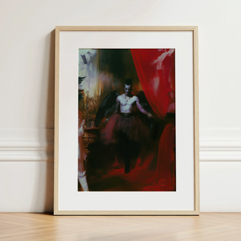 Marius - Gay African American Vampire Art Print / Canvas, 12x16’’ / 31x41cm / Natural Frame / Matboard, Posters Prints & Visual Artwork,